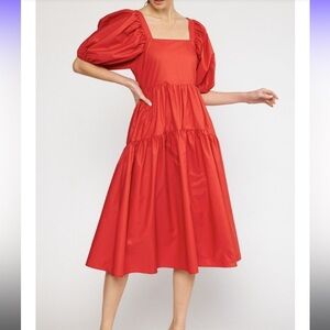Entro Red Midi Dress